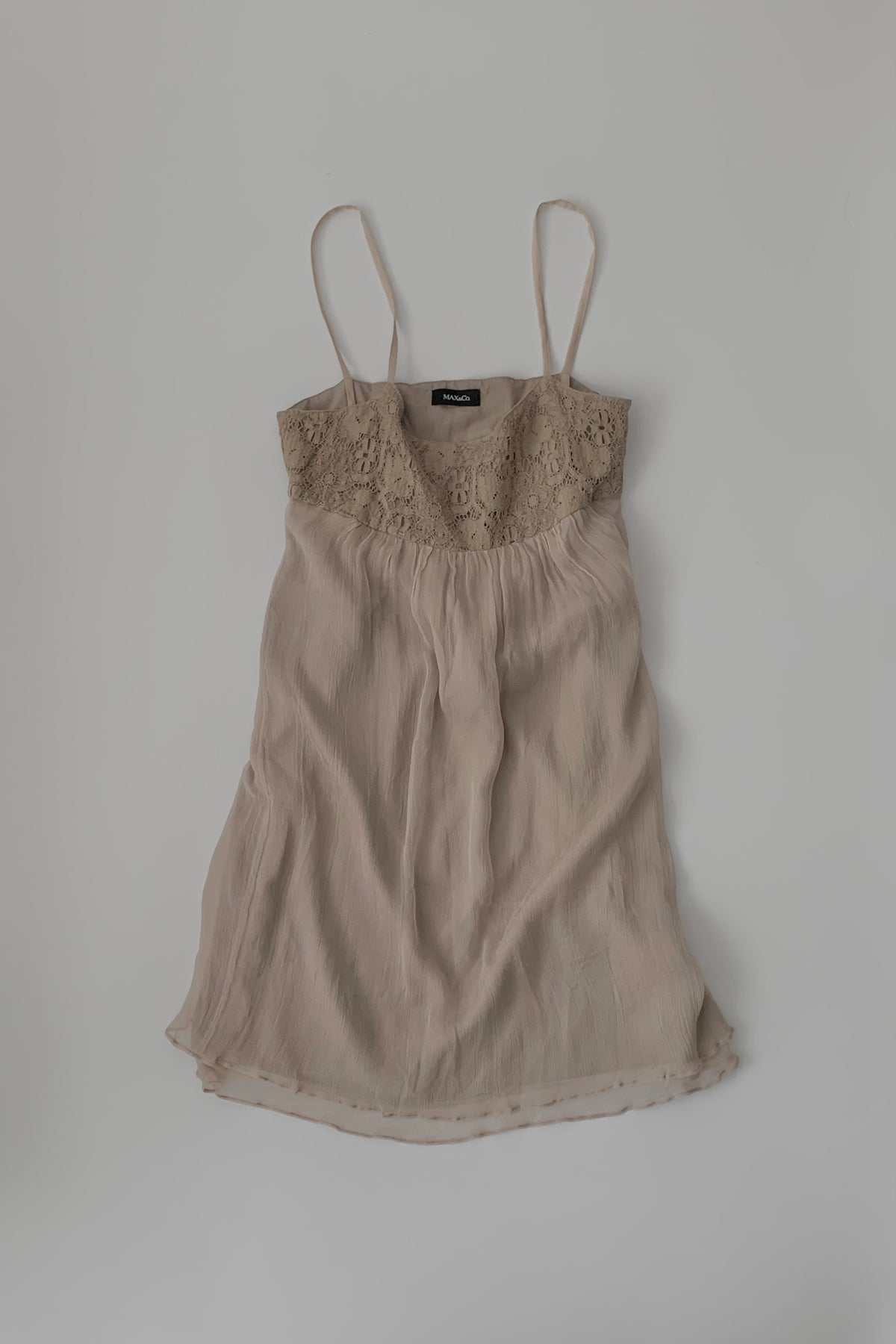 dusty beige flare cami dress