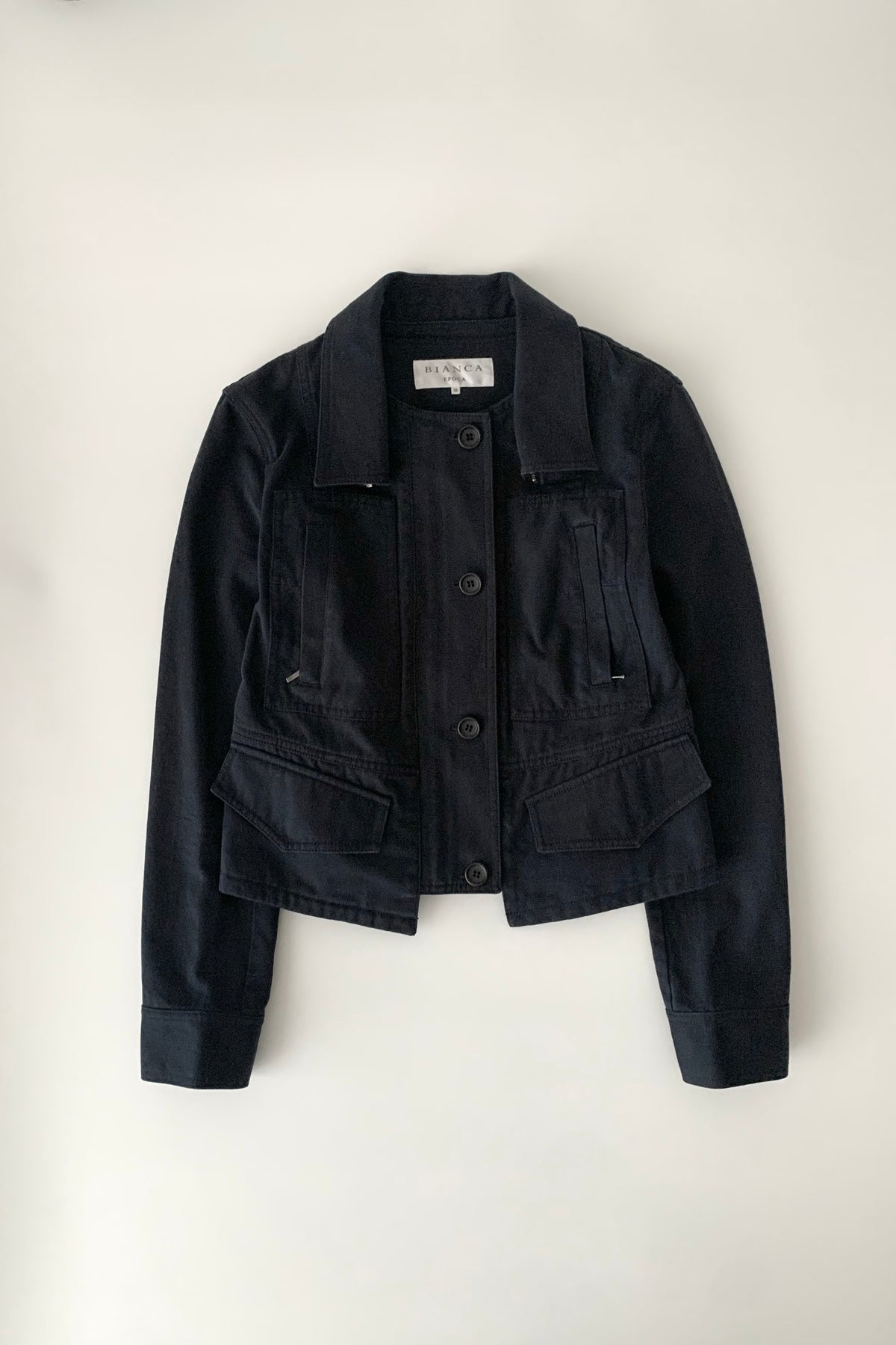 dark navy 2 way collar cotton jacket