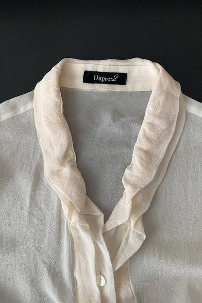 light beige silk see-through blouse
