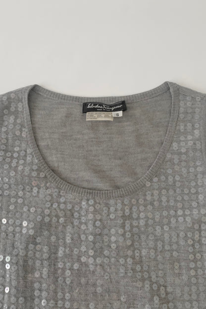 Salvatore Ferragamo gray sequins knit vest