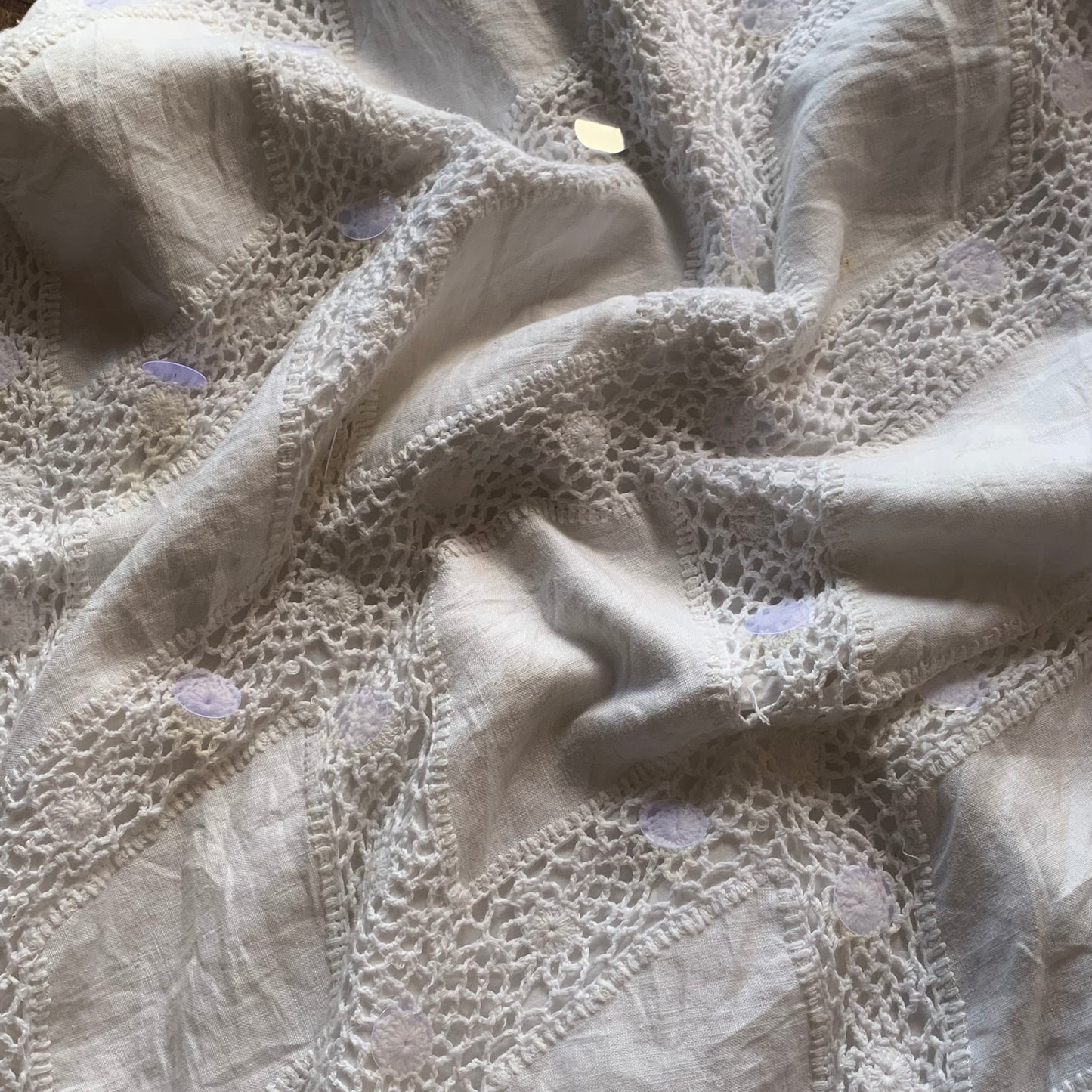 white crochet sequins skirt