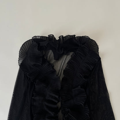 black tulle frill cardigan