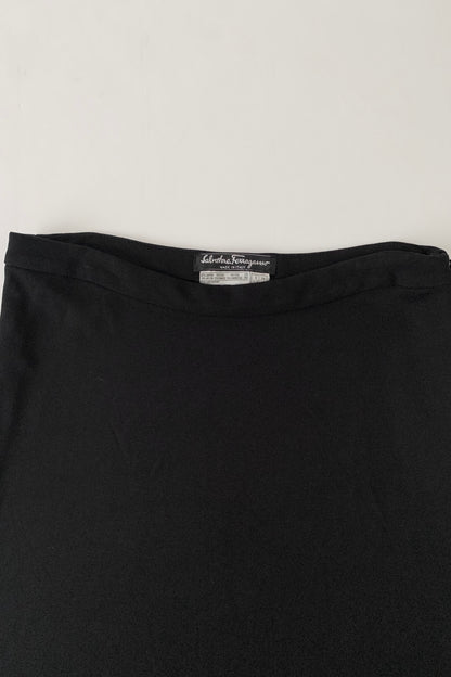 Salvatore ferragamo black midi skirt