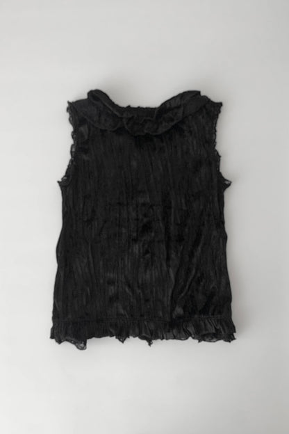 black velours frill vest