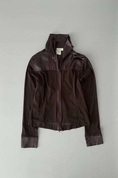 brown sheer & satin light jacket