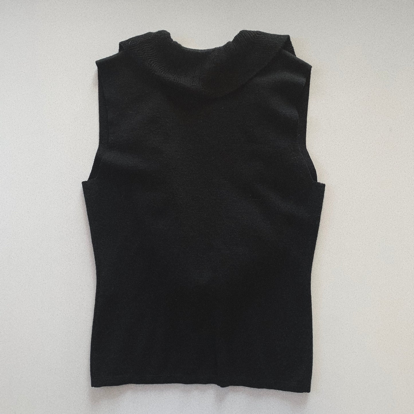 black v frill knit vest
