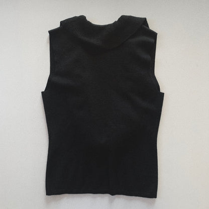 black v frill knit vest