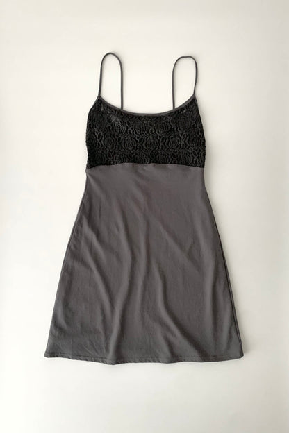 France gray＆black lace camisole dress
