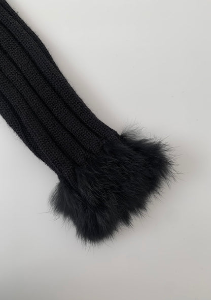black fur knit short cardigan