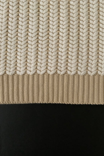 beige herringbone high neck knit vest