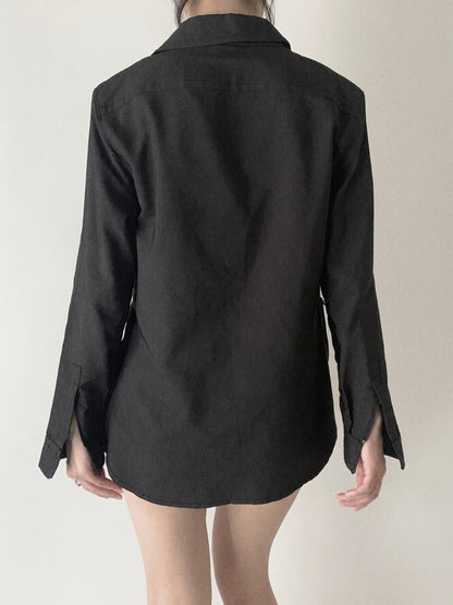 Italy black zip nylon jacket