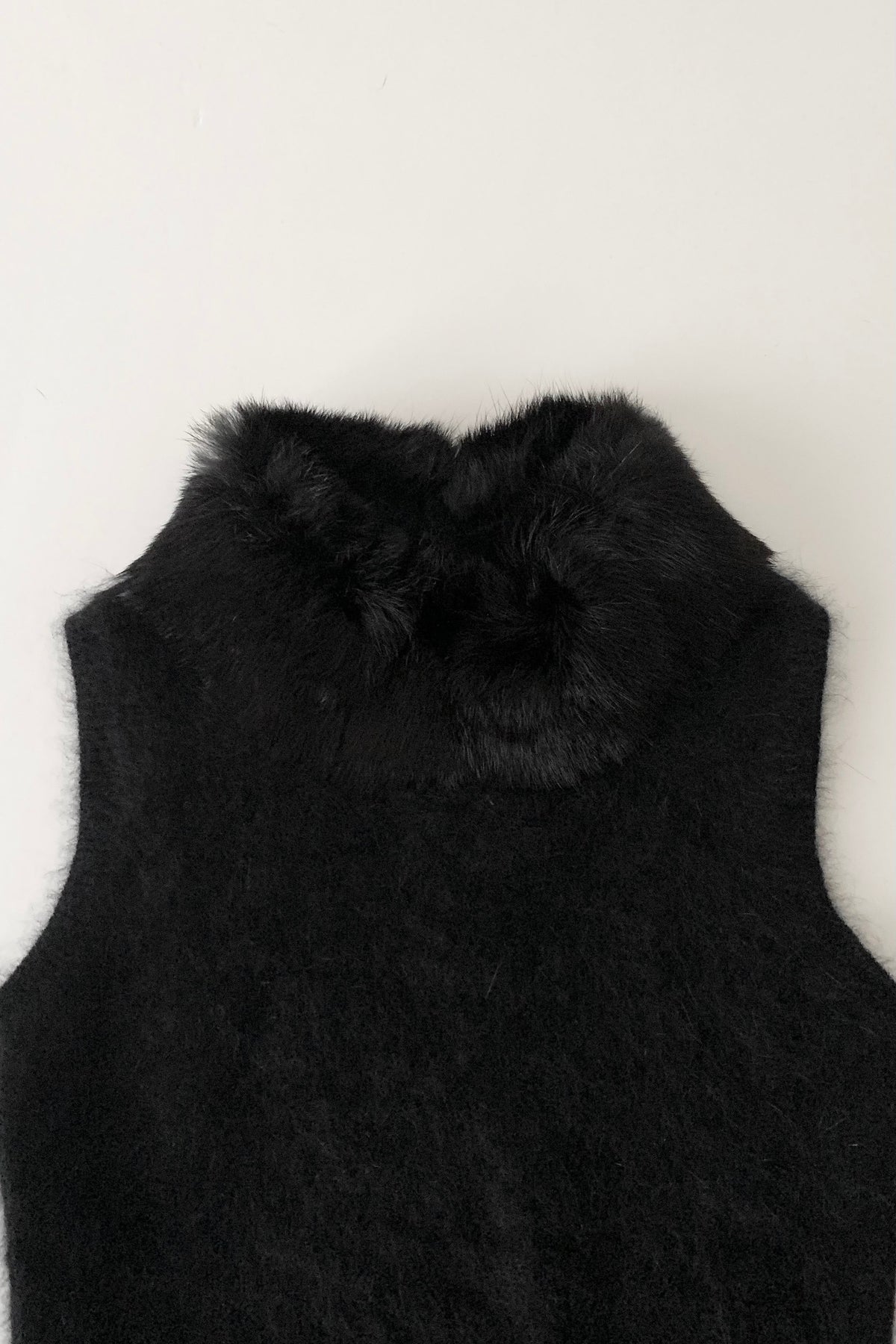 black angora fur neck vest