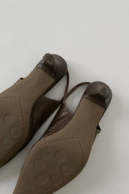 brown leather mule