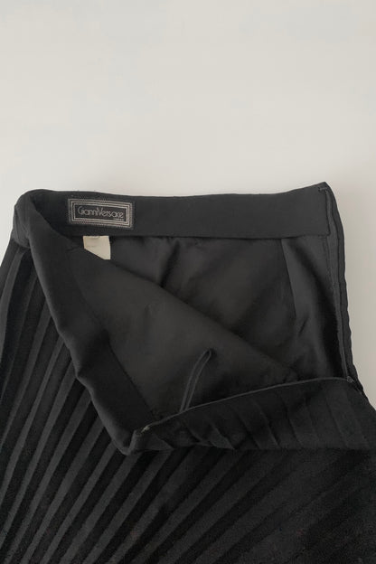 Italy black diagona pleats asymmetry skirt