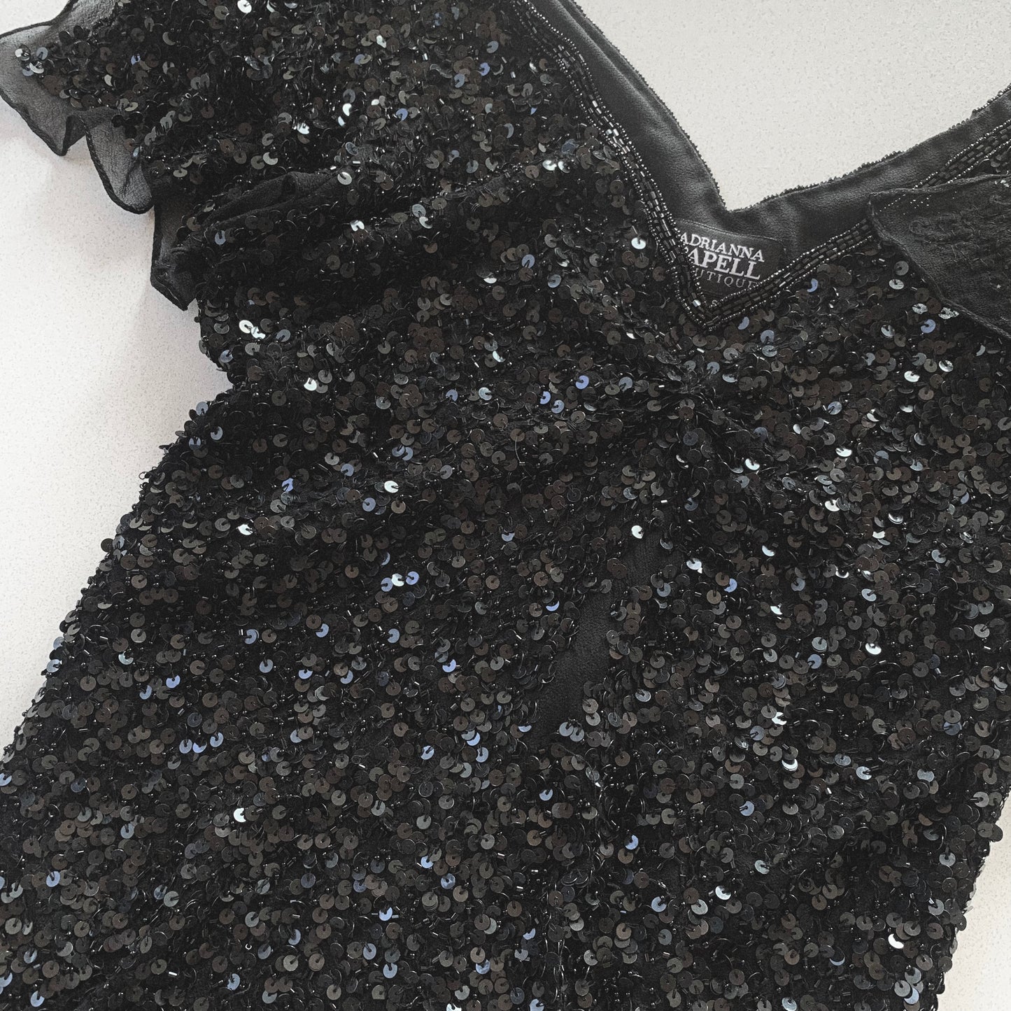 black sequins silk organzy tops