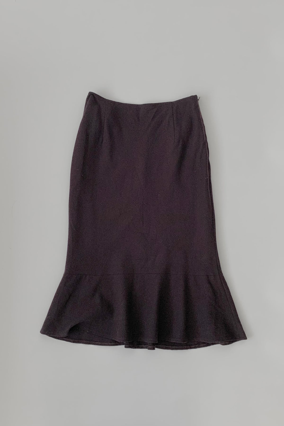 dark purple flare wool skirt