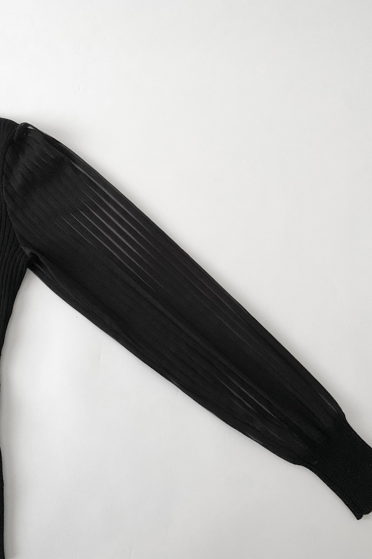 DKNY black sleeve sheer stripe knit tops