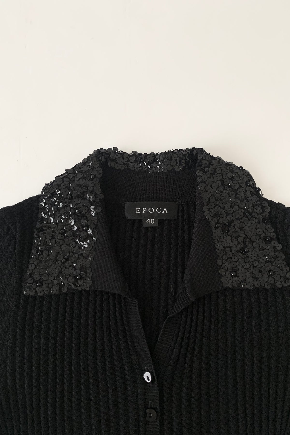 black squins collar polo tops