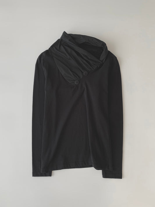 Italy black neck crinkle tops