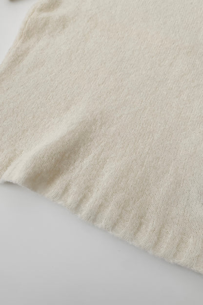 Italy ivory knit short sleeve tops