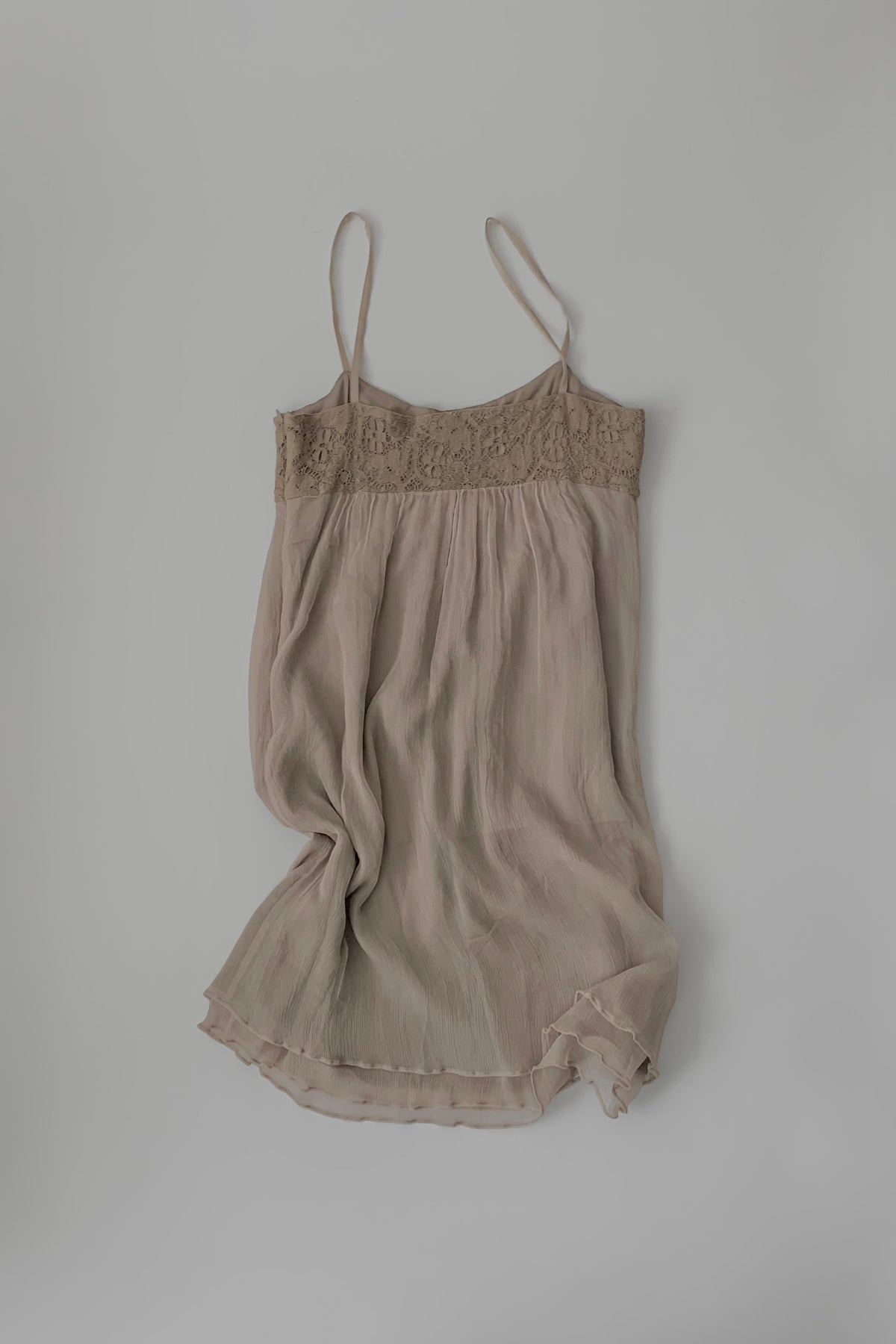 dusty beige flare cami dress