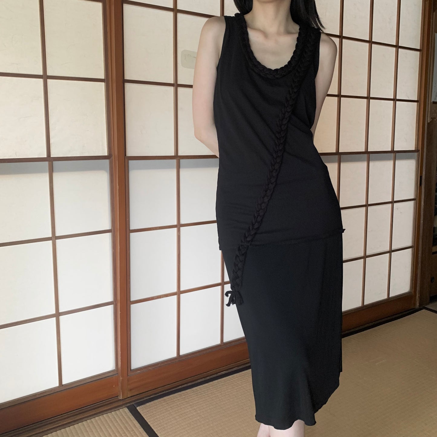 black braid design tunic
