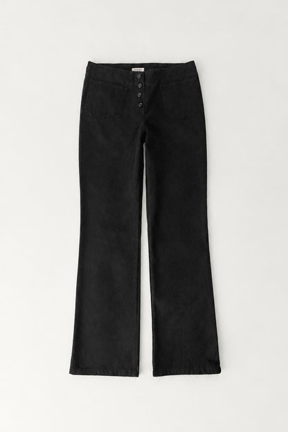 black waist buttons cotton pants