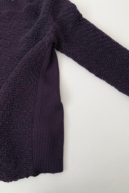 Italy dark purple textured wool knit tops