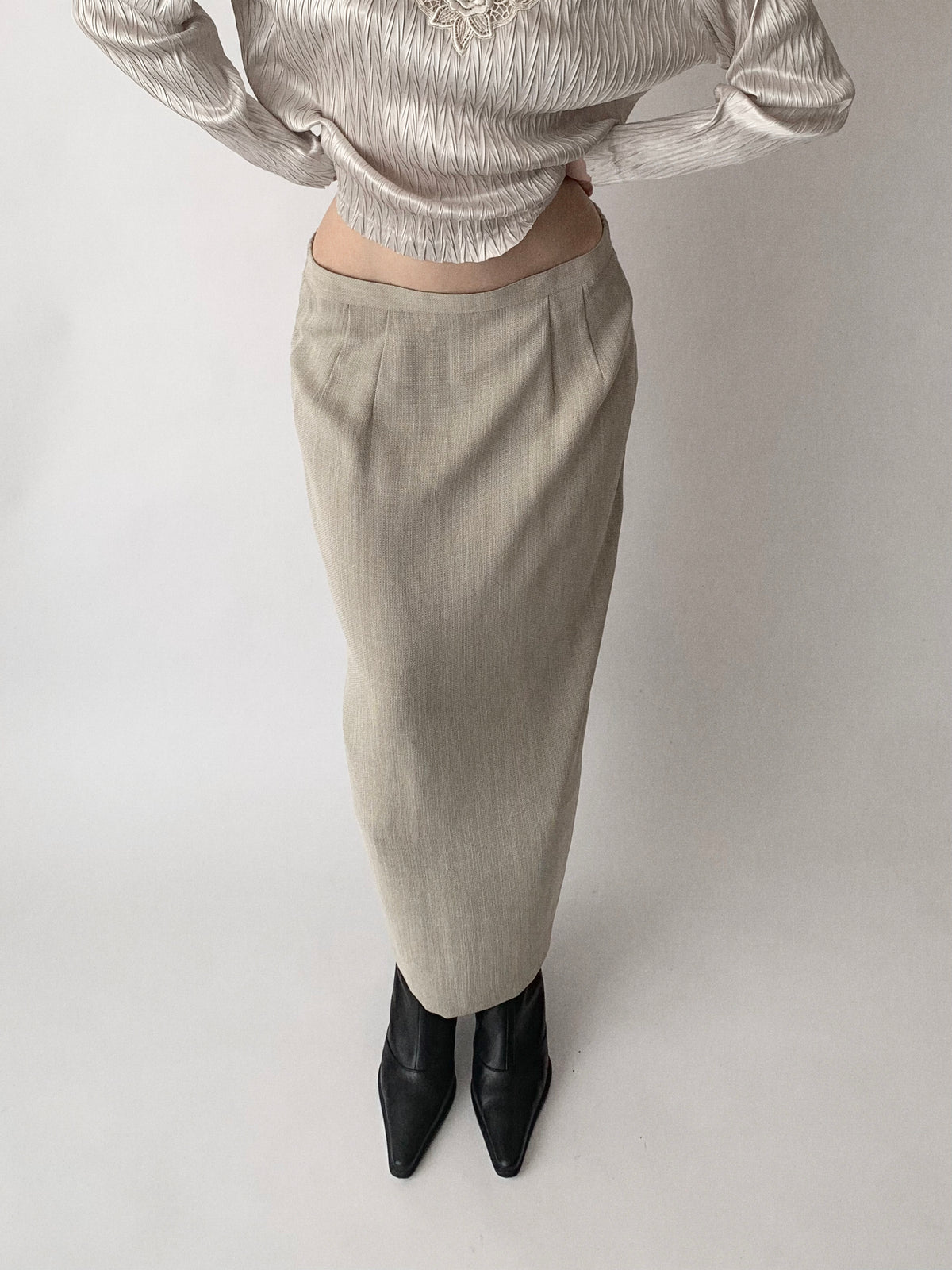 light beige long skirt