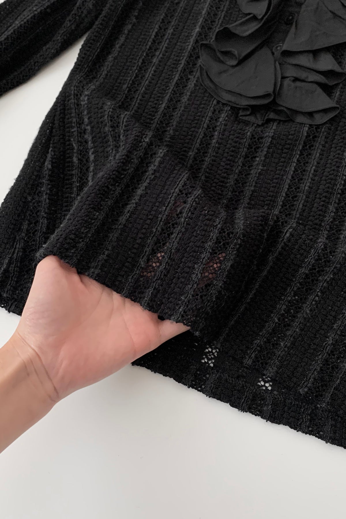 France  black see-through frill  blouse