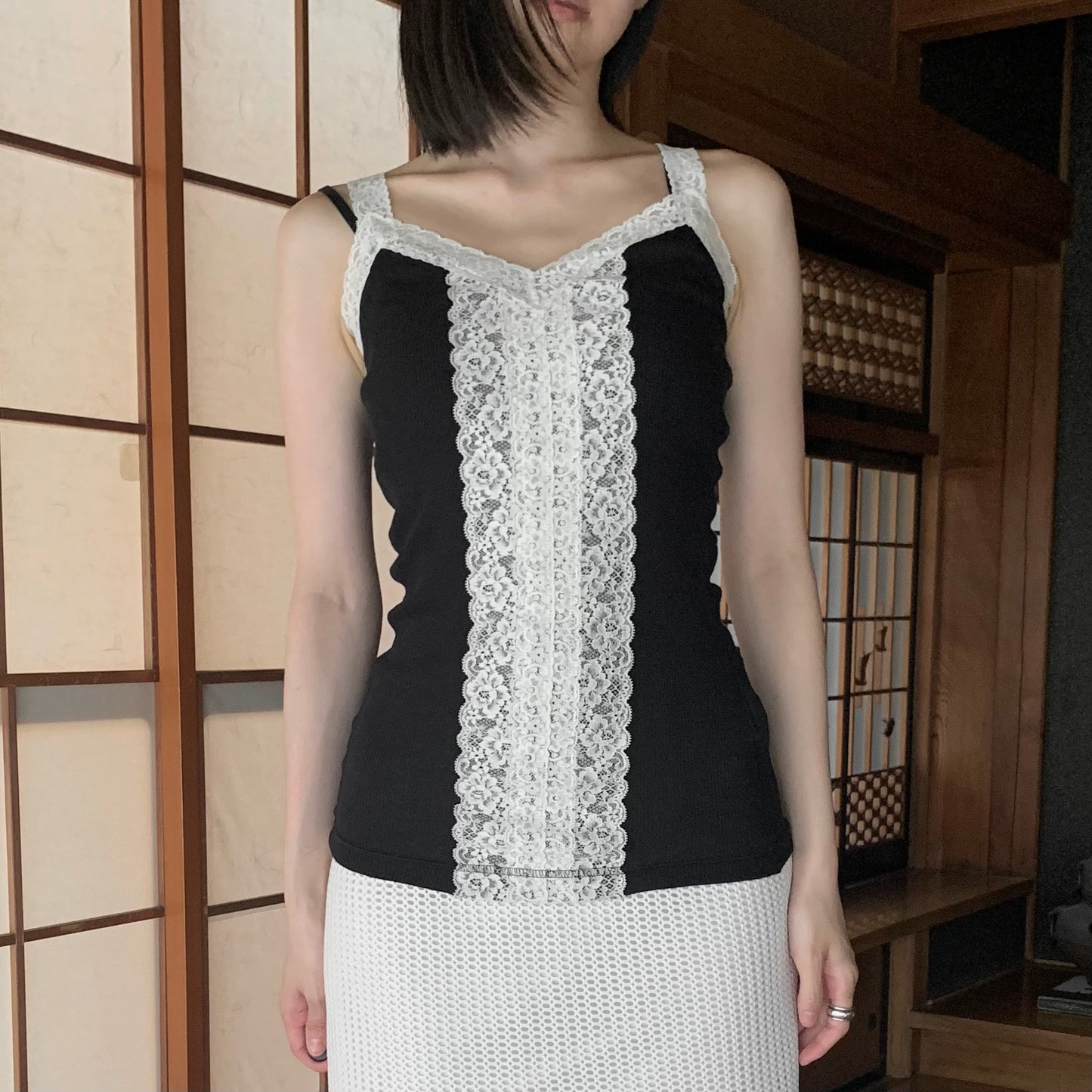 bi-color lace camisole