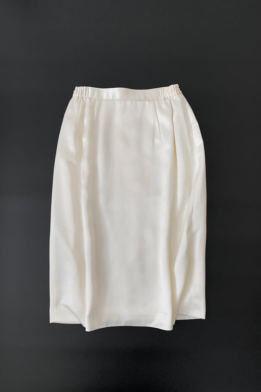 cream satin midi skirt