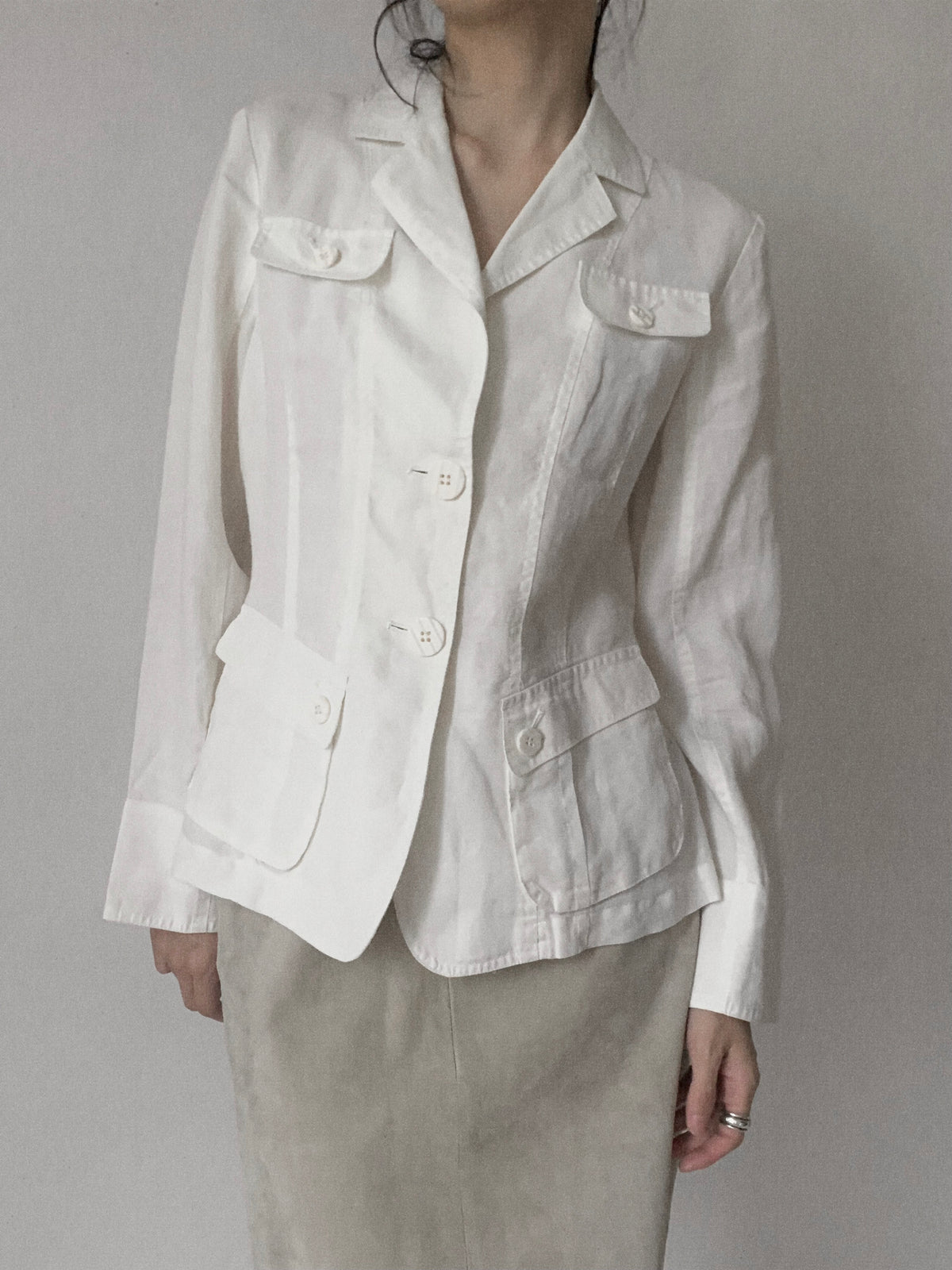 white linen light jacket