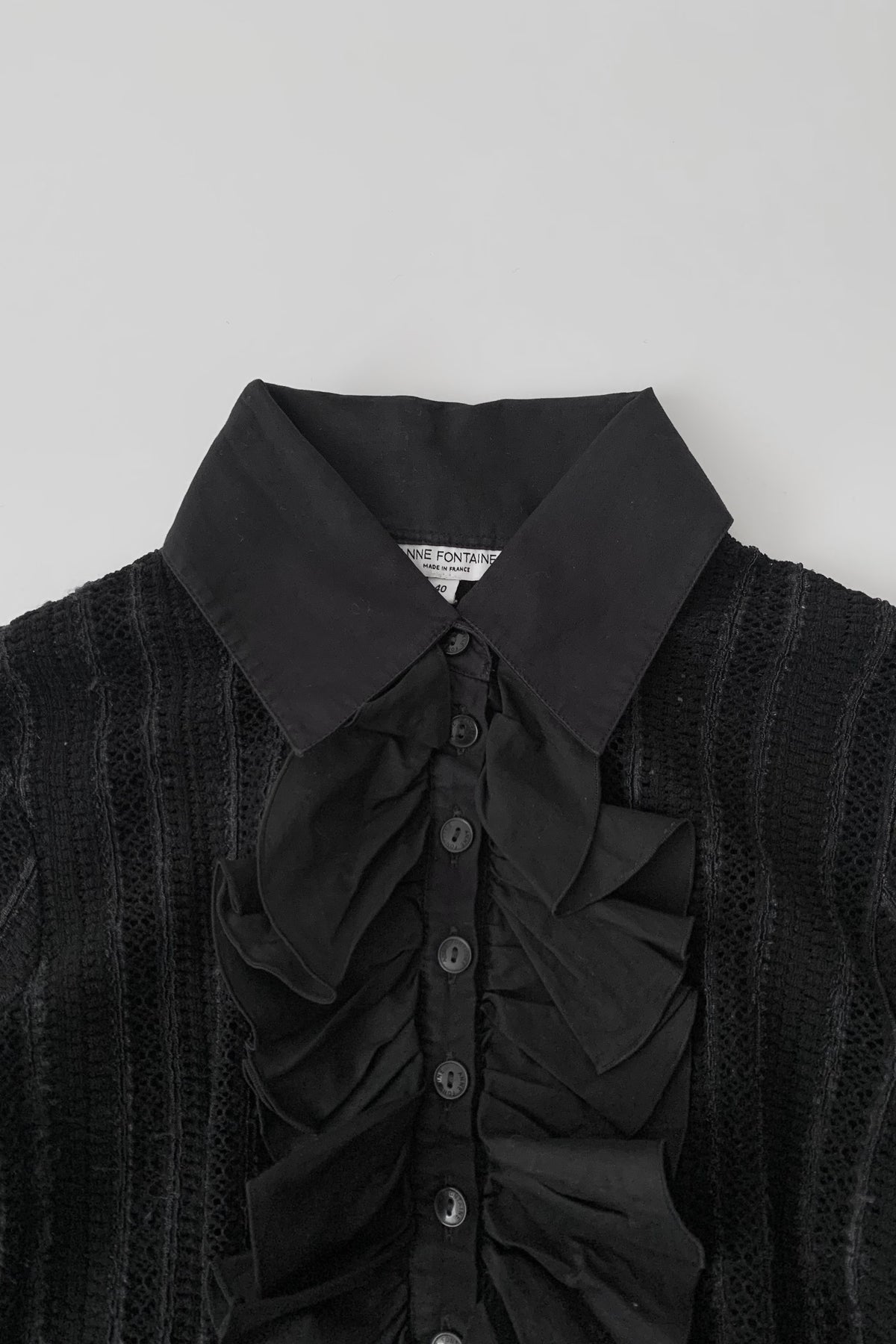 France  black see-through frill  blouse