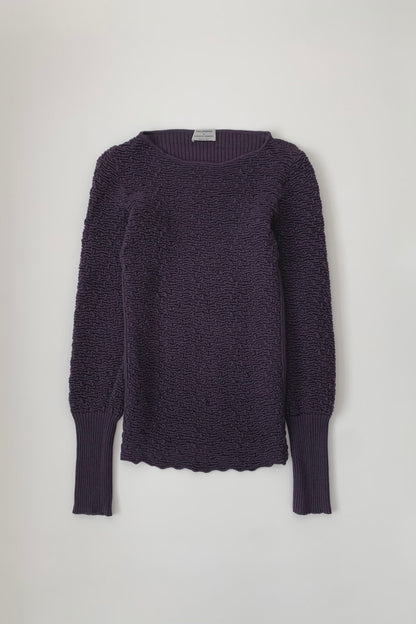 Italy dark purple textured wool knit tops