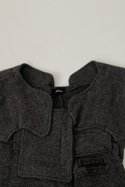 dark gray patchwork wool tops