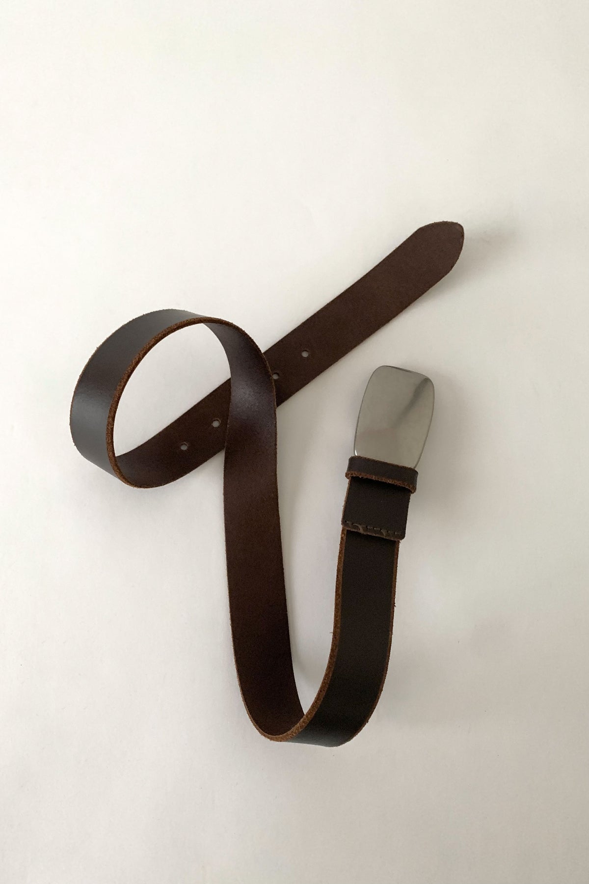 brown silver buckle belt