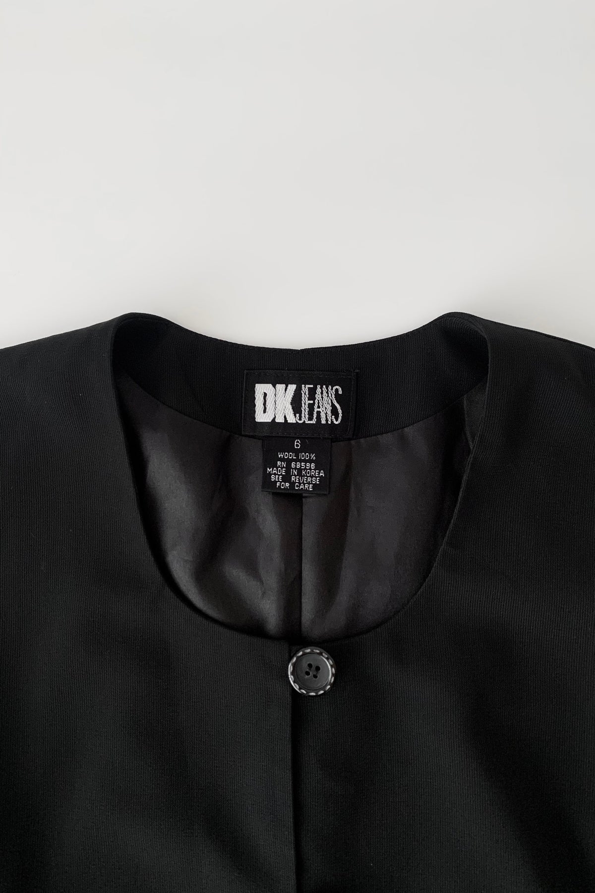 DKNY black no collar light jacket