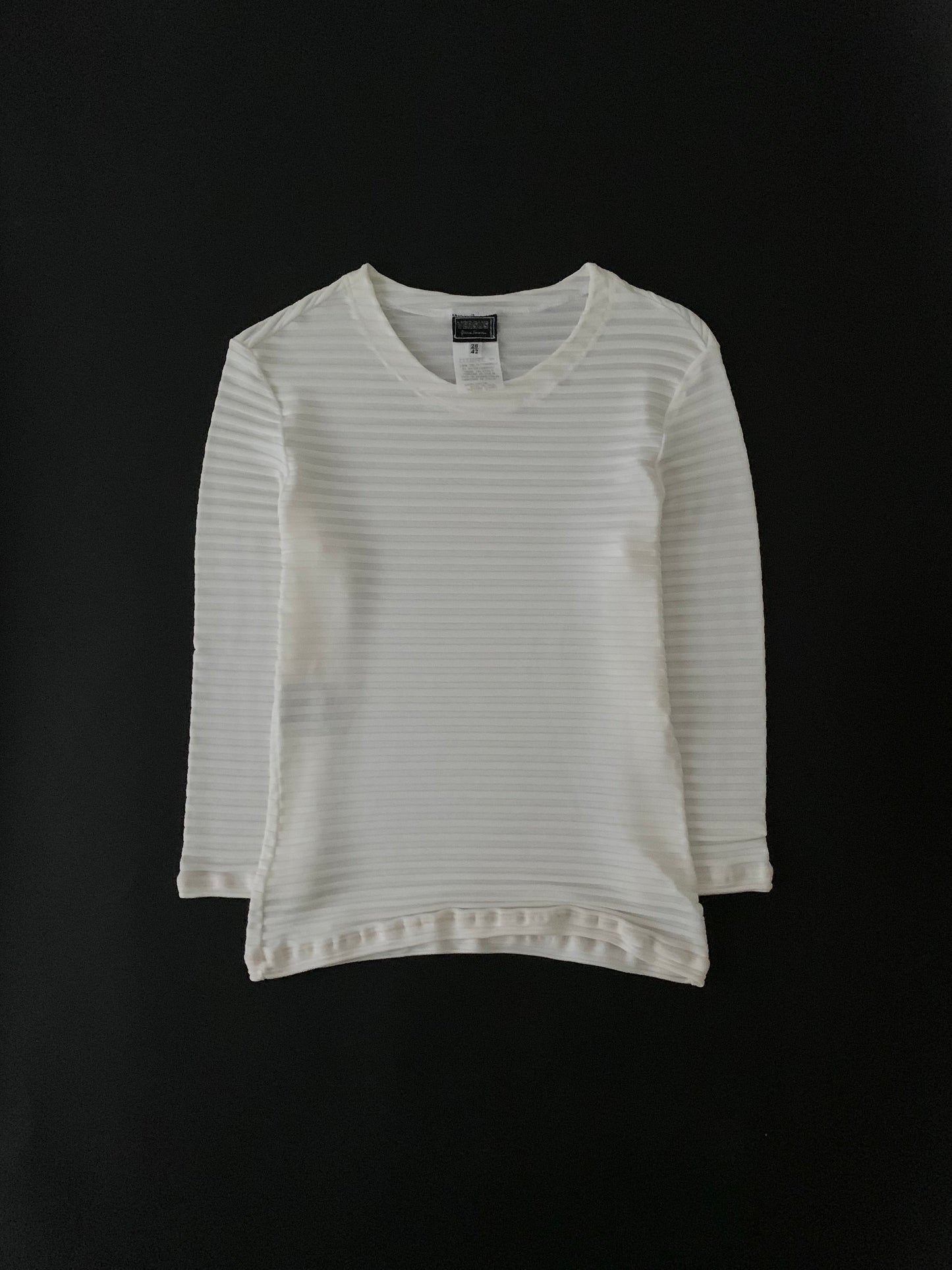 Italy ivory sheer stripe tops