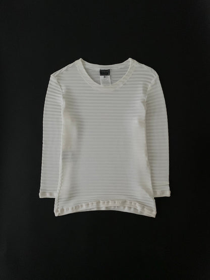 Italy ivory sheer stripe tops