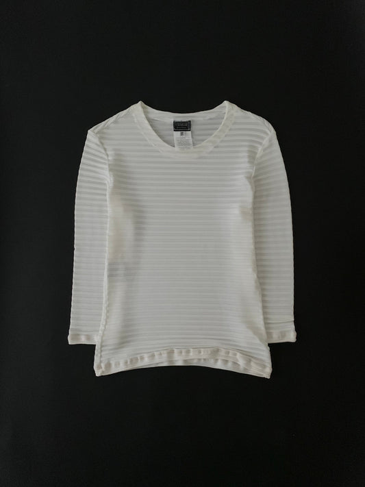 Italy ivory sheer stripe tops