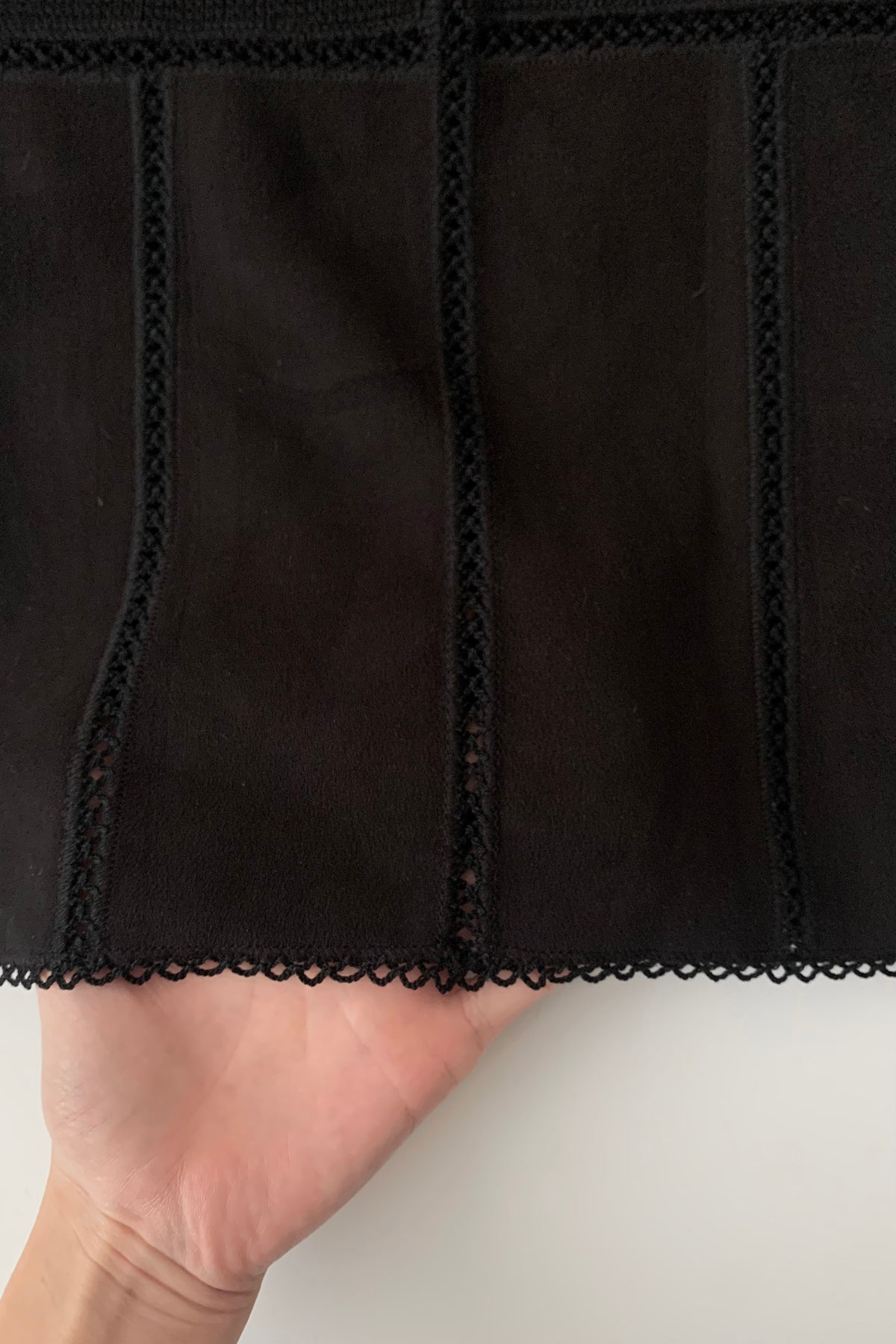 Italy black suède crochet tops