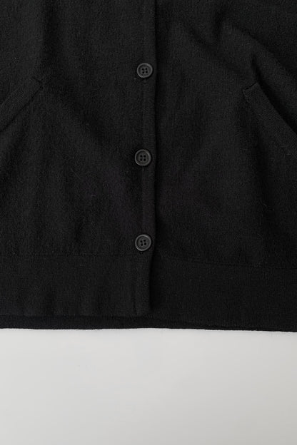 Italy black wool collar knit cardigan