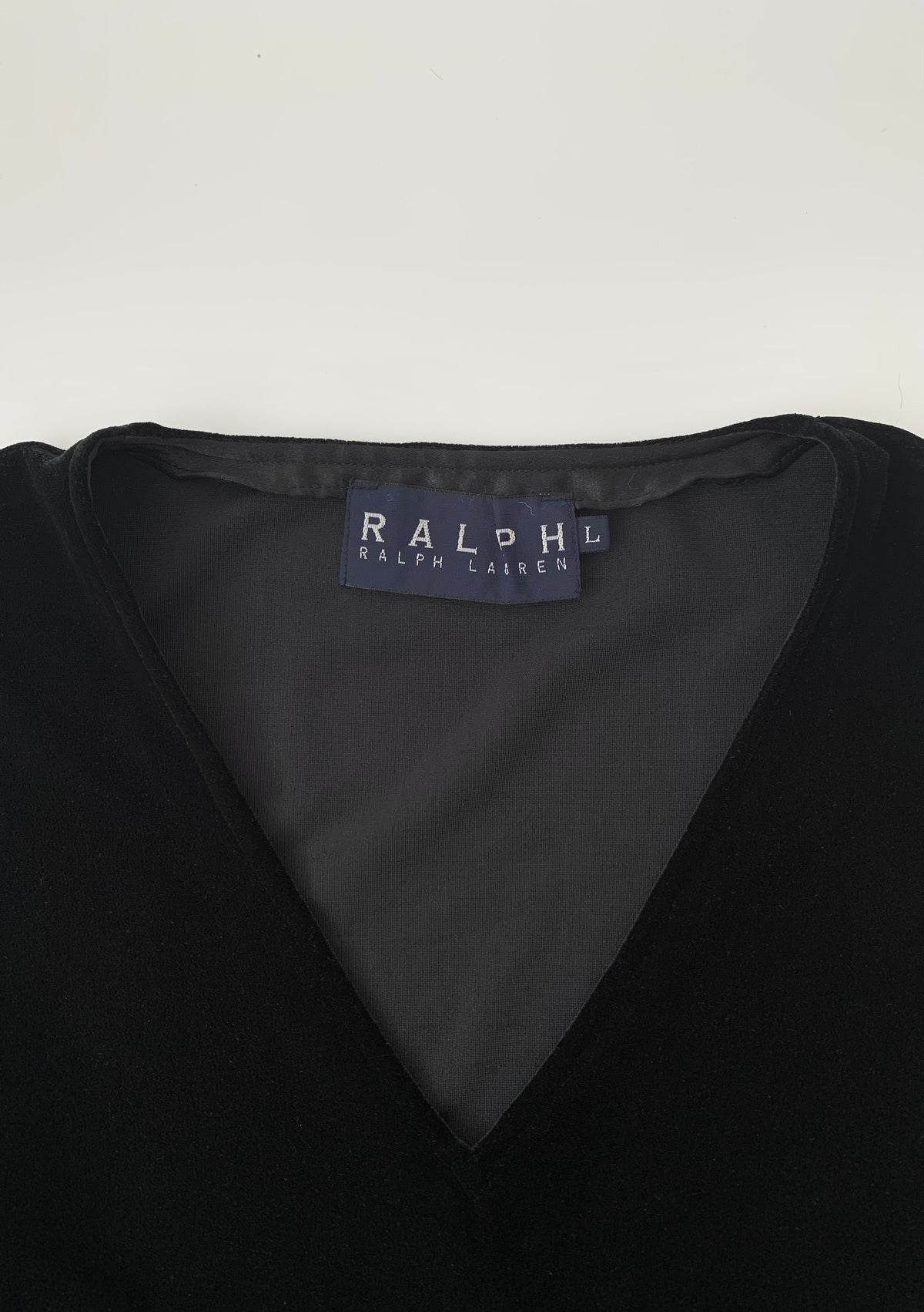 Ralph Lauren black v neck velours tops