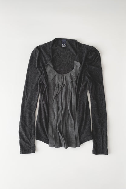 dark gray center frill knit tops