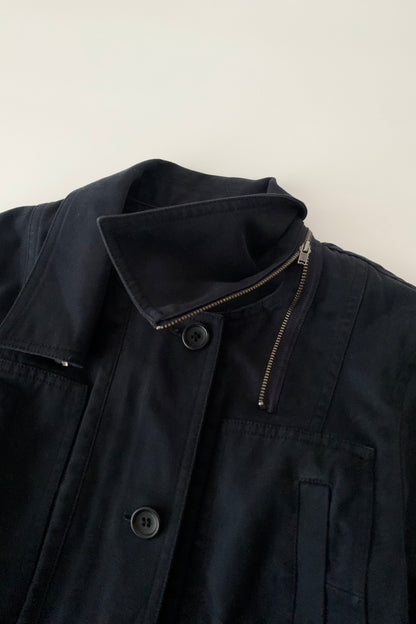 dark navy 2 way collar cotton jacket
