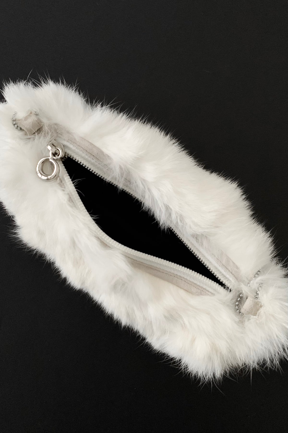 white fur chain mini bag