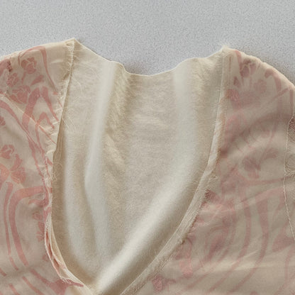 pink beige chiffon design tops