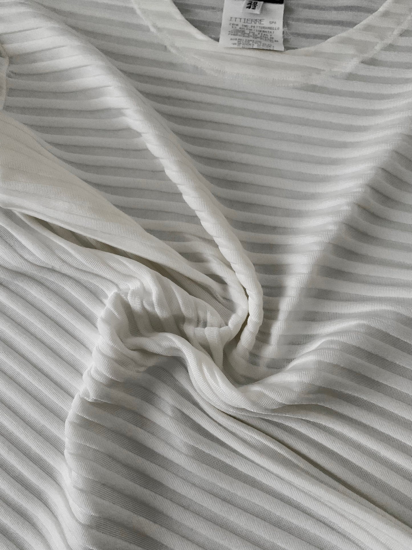 Italy ivory sheer stripe tops