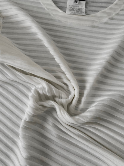 Italy ivory sheer stripe tops